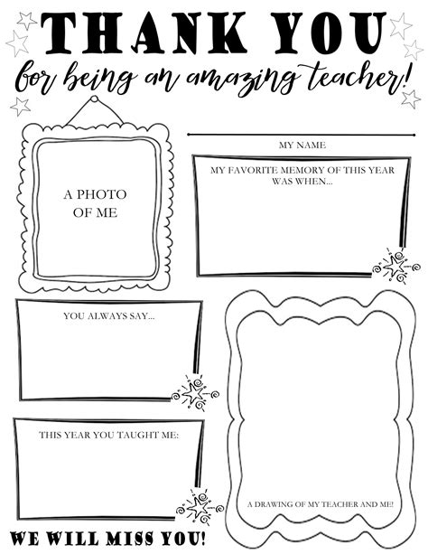 All About My Teacher Fill In The Blank Printable Pdf Free