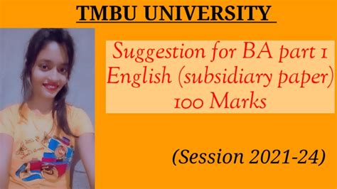 Syllabus Of Ba Part English Subsidiary Paper Tmbu University And