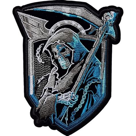 Grand Écusson Faucheuse Tête de Mort Patch Skull Crane Thermocollant 14