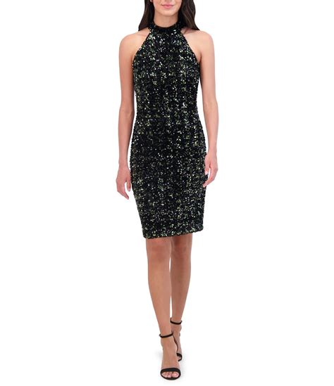 Vince Camuto Sequin Halter Neck Sleeveless Bodycon Dress Dillard S