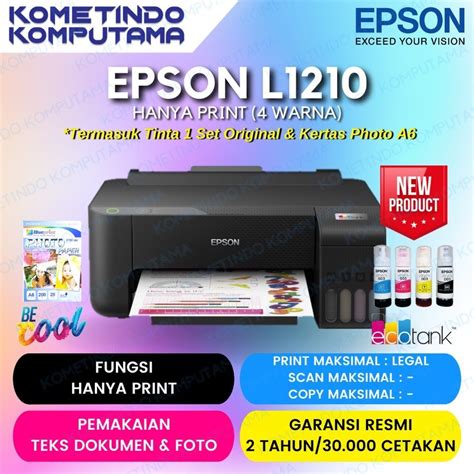 Jual Epson Ecotank L A Ink Tank Printer Print Only Garansi