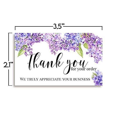 Beautiful Floral Purple Lilacs Thank You Customer Appreciation Package Insert Ebay