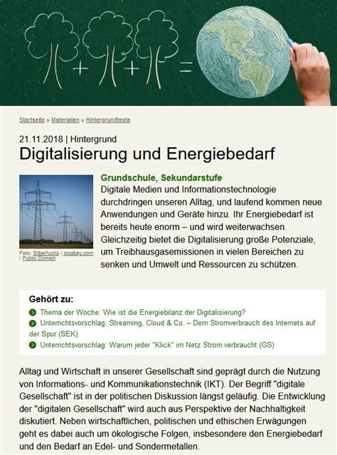 Unterrichstmaterial Energiebilanz Der Digitalisierung Energie Macht