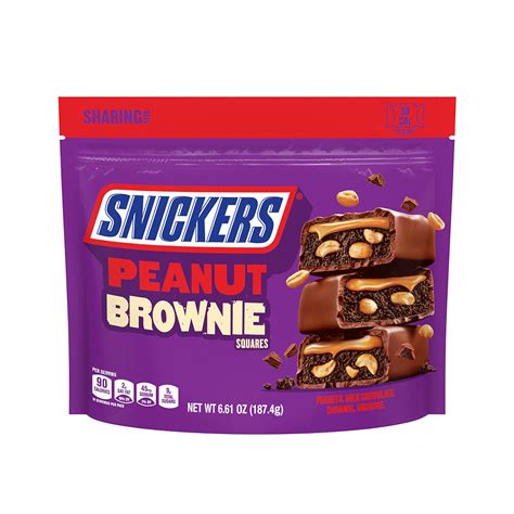 Snickers Peanut Brownie Squares Fun Size Chocolate Candy Bars 187g