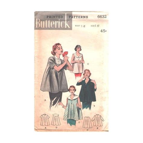 1950 S Butterick 6632 Misses Maternity Smocks Vintage Etsy In 2022