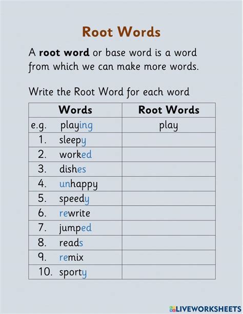 Prefixes And Root Words K Learning Worksheets Library