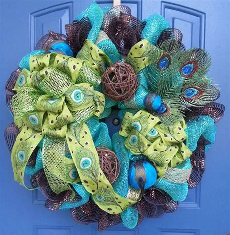 Peacock Deco Mesh Wreath Peacock Wreath Everyday Wreath Etsy Deco Mesh Wreaths Diy Deco