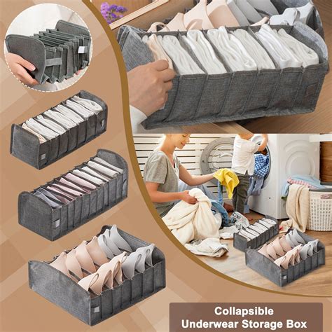 Underwear Organizer Dividers Dark Gray Collapsible Cabinet Organizer Foldable Closet Organizer