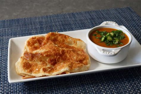 Malaysian Flatbread Roti Canai With Curried Lentil Dip