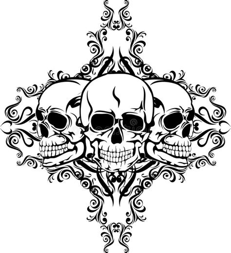 Skull Pattern Vector Dead Head Crossbones Human Tattoo Illustration