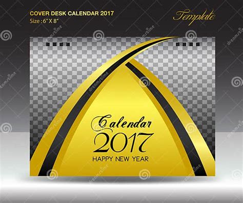 Desk Calendar 2017 Year Size 6x8 Inch Horizontal Gold Cover Stock Vector Illustration Of