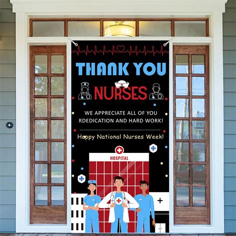 Nurses Week Decorations Thank You Nurses Banner Happy National Nurses Week Door Cover ...