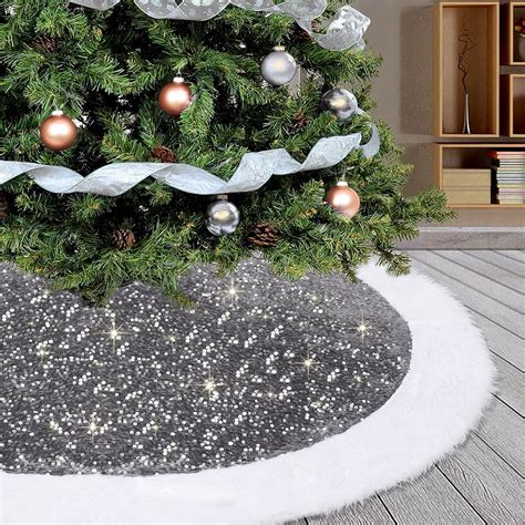 Amazon Dremisland Sequin Christmas Tree Skirt 30 Inch Luxury Faux