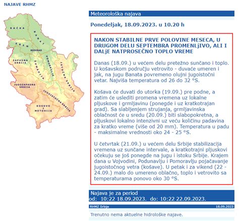 Arena Prognoza Rhmz A Sti U Pljuskovi A Negde I Grad Evo Kada