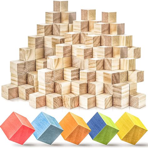 Buy Motbach 100 Pieces 1 Inch Wooden Cubes Unfinished Pine Cubes Solid Wooden Blocks Blank