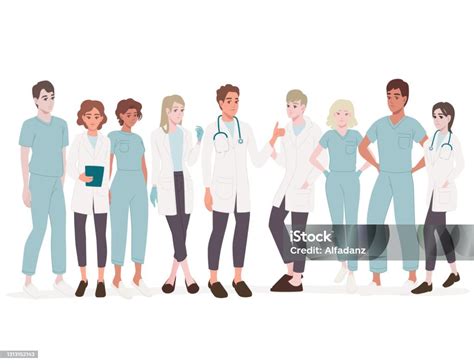 karakter kartun lucu dokter  perawat lakilaki  perempuan pekerja