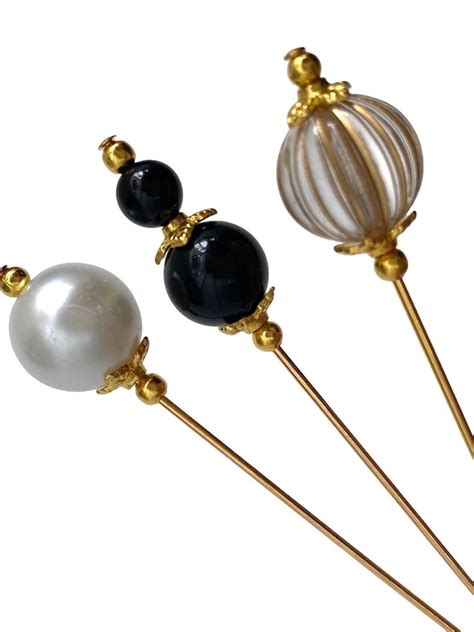 3x Long Hat Pins Pearl Pins Wedding Hats Summer Beach Hats Etsy