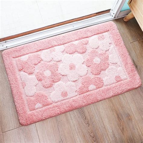 Pink Flower Bath Mat Cute Bathroom Rugs Lovely Shower Bathtub Mat