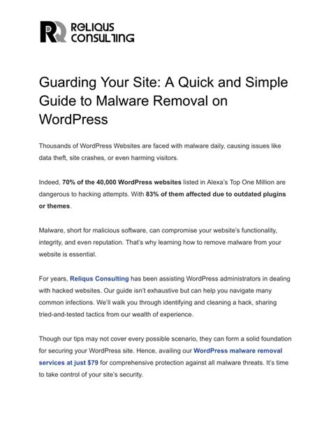 Ppt Guarding Your Site A Quick And Simple Guide To Malware Removal On