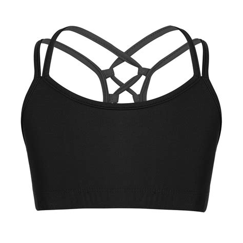 Iefiel Girls Criss Cross Back Tank Bra Tops Crop Top For Ballet Dance