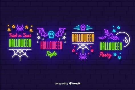 Free Vector | Halloween neon sign collection