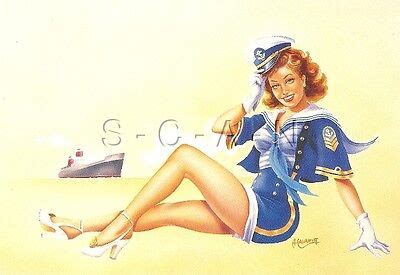 1950s Style French Risque Pinup PC Brunette Ocean Liner Legs Sailor Captian EBay