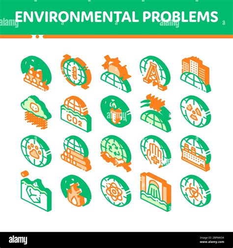 Environmental Problems Vector Isometric Icons Set Stock Vector Image