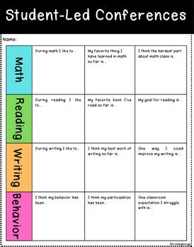 Student Led Conferences Note Catcher By Elementaryenergy TPT