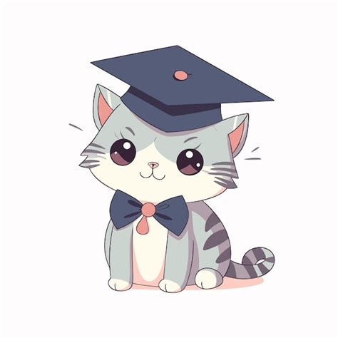 Premium Vector Graduation Cute Cat In Cartoon Style Cats Wearing