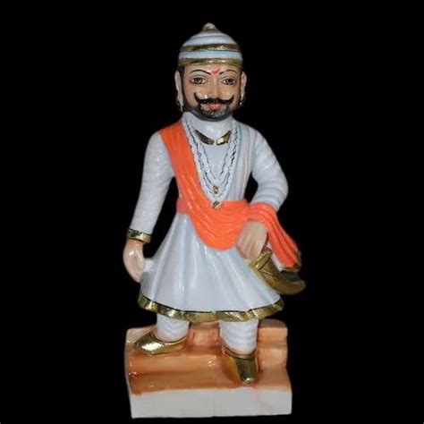 Multicolor 2 Feet Marble Chhatrapati Shivaji Maharaj Statue For