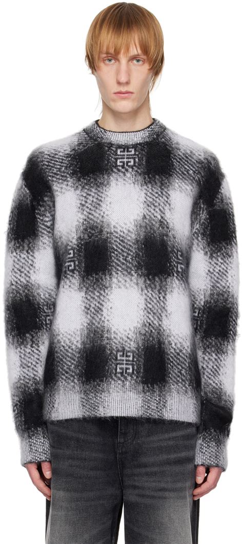 Givenchy Black And White 4g Check Sweater Ssense