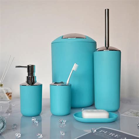 Wholesale Luxury Home Plastic Bathroom Accessories Set 6 Pcs Washroom Plastic Accessories Set