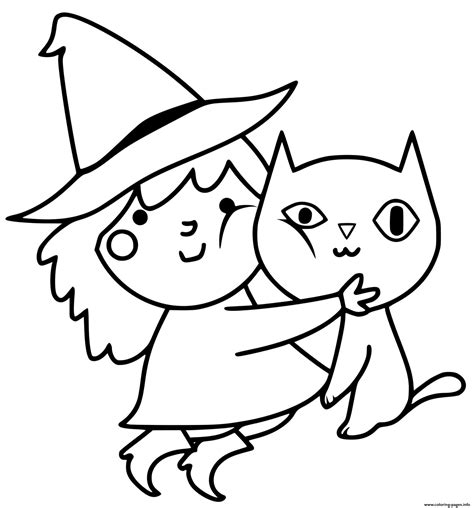 Witch Cat Coloring Page