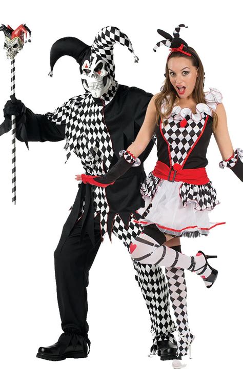 Evil Jester And Harlequinn Jester Couples Costume