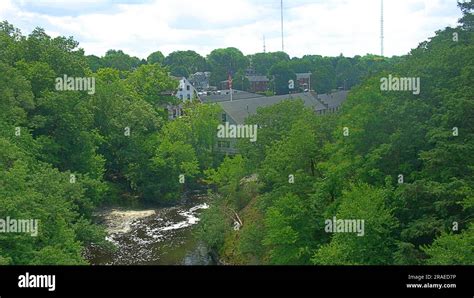 The Mall at Echo Bridge as seen from the top of Echo Bridge. The mall ...