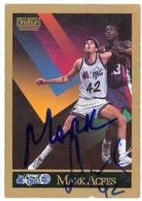 Mark Acres Autographed Basketball Card Orlando Magic Photo