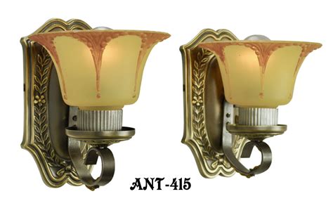 Vintage Hardware And Lighting Art Deco Wall Sconces Circa 1920 Pair Of Antique Brass Light