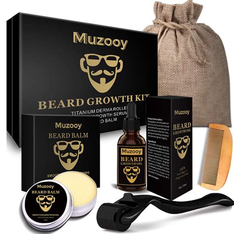 Beard Growth Kit Beard Growth Oil Serum Beard Roller For Men Facial