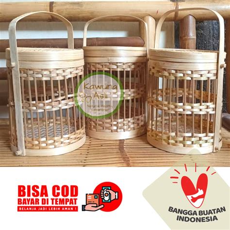 Jual Toples Keranjang Rantang Terawang Anyaman Bambu Hampers Hantaran