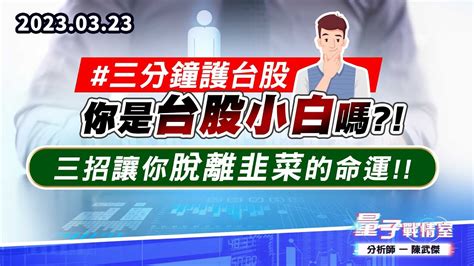 【量子戰情室】陳武傑 0323 三分鐘護台股 你是台股小白嗎三招讓你脫離韭菜的命運 Youtube