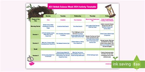 KS1 British Science Week 2024 Time Timetable Twinkl