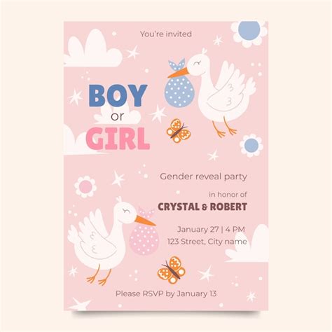 Free Vector Gender Reveal Template Design