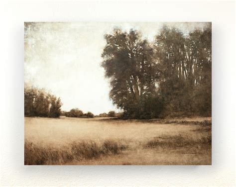 Afternoon Trees 220805, tonal landscape oak tree painting.