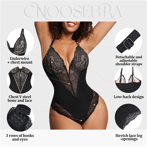 Choosebra Sexy Lace Deep V Neck Bodysuits Buy Get Free Camicely