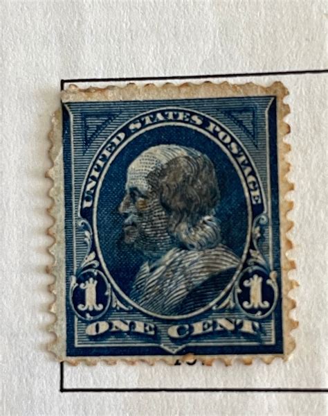 Benjamin Franklin Blue One Cent Stamp Etsy