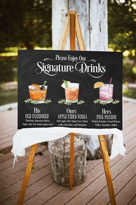 Wedding Signature Drinks Sign Printable Custom Signature Drink Sign