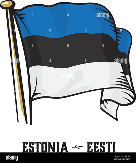 Vintage Engraving Style Estonian Flag Vector Illustration Stock Vector