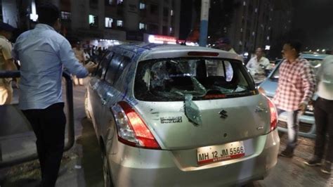 Pune As Stones Inks Eggs Rain On Wagle’s Car Women Karyakartas Supriya Sule And Sanjay Raut