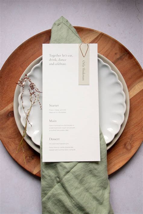 Personalised White Wedding Menus And Grey Name Cards Wedding Day Menus