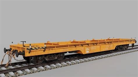 Railway flatcar wagon 3D model animated rigged | CGTrader